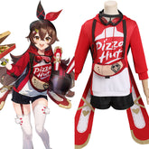 Genshin Impact X Pizzahut Amber Cosplay Kostüm Halloween Karneval Outfits
